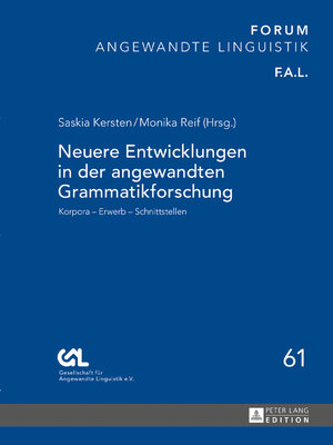 cover image of Neuere Entwicklungen in der angewandten Grammatikforschung